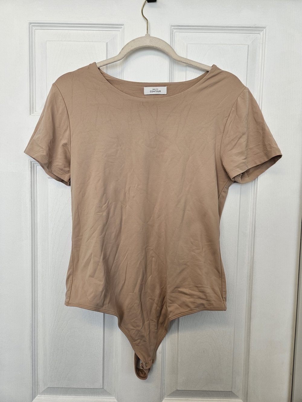 Babaton Short Sleeve Bodysuit in Nude Tan